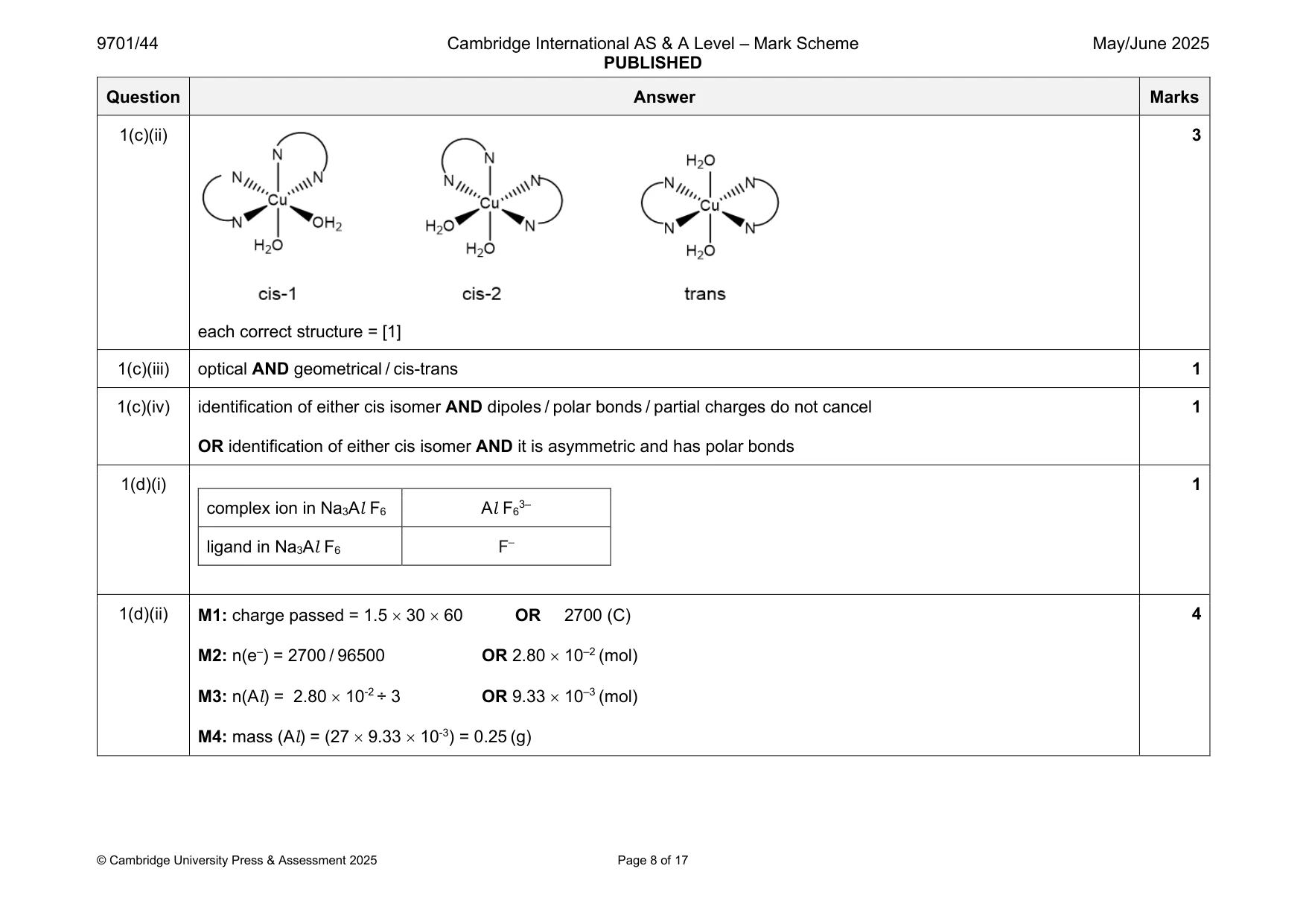 Mark scheme, page 8 of 17