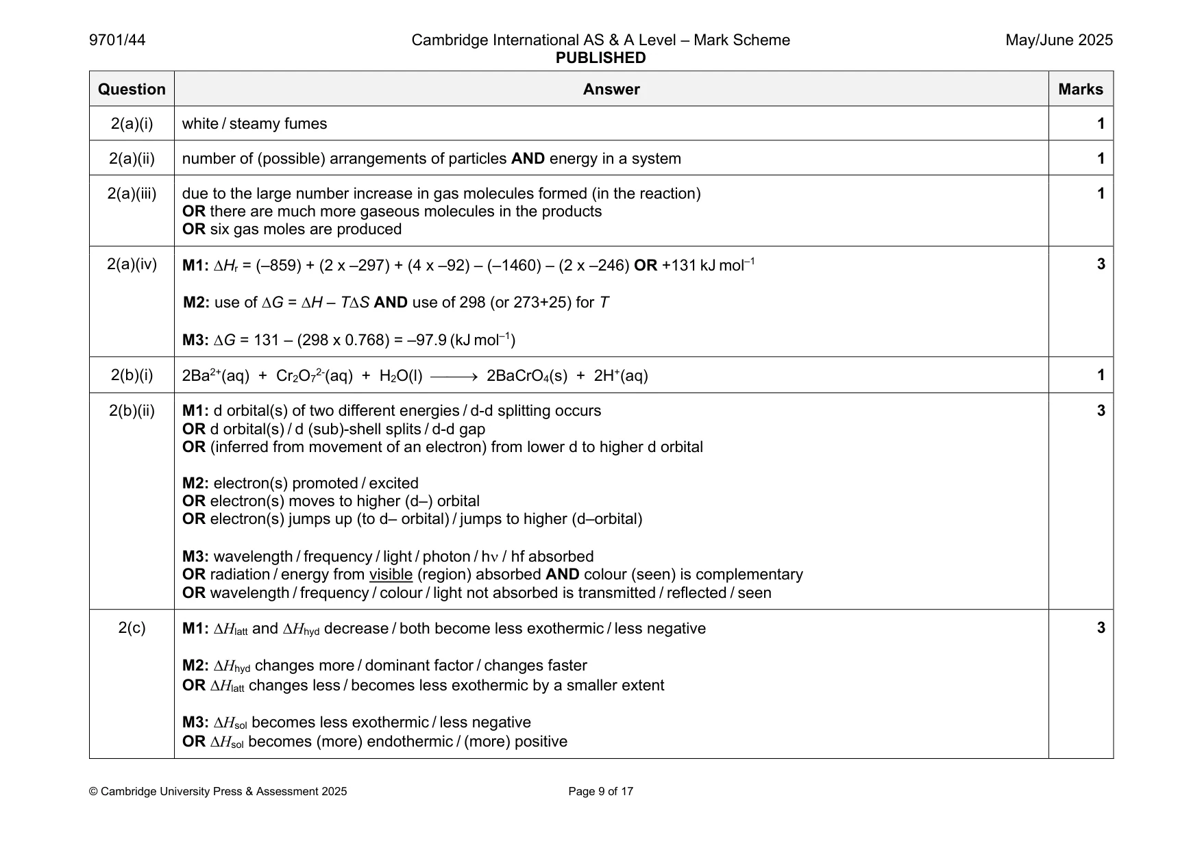 Mark scheme, page 9 of 17