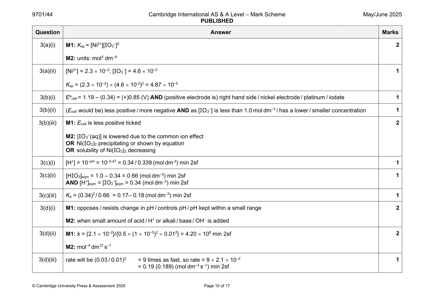 Mark scheme, page 10 of 17