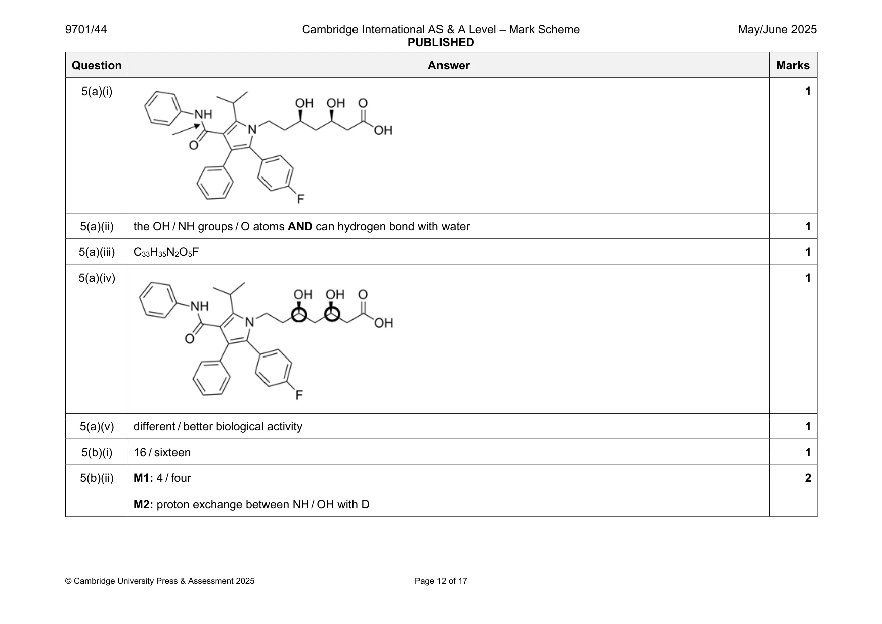 Mark scheme, page 12 of 17