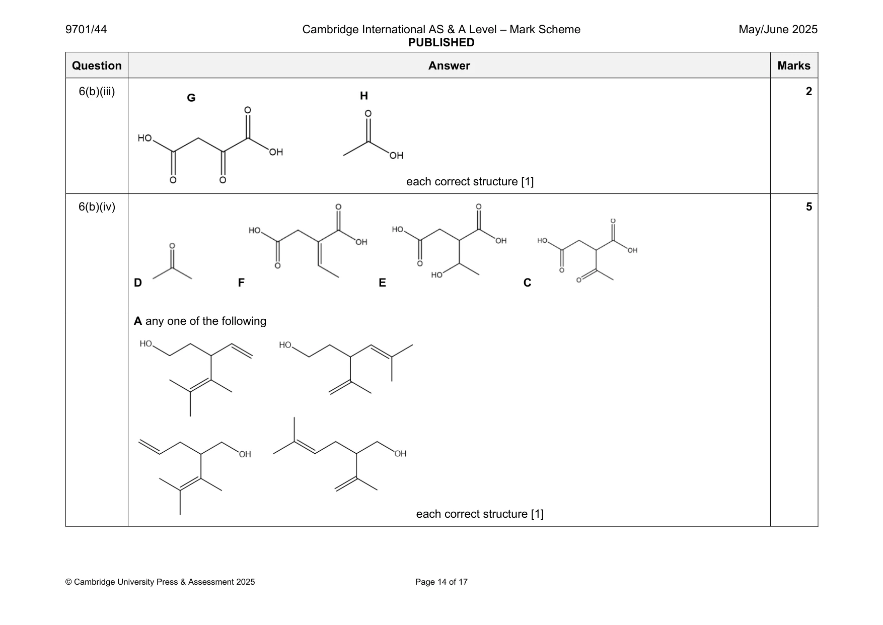 Mark scheme, page 14 of 17