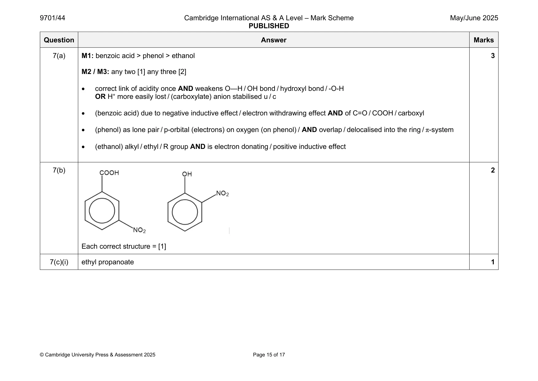 Mark scheme, page 15 of 17