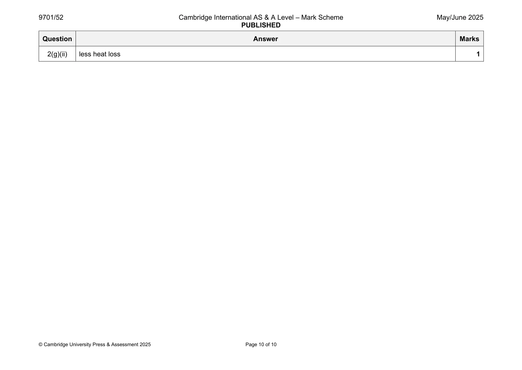 Mark scheme, page 10 of 10