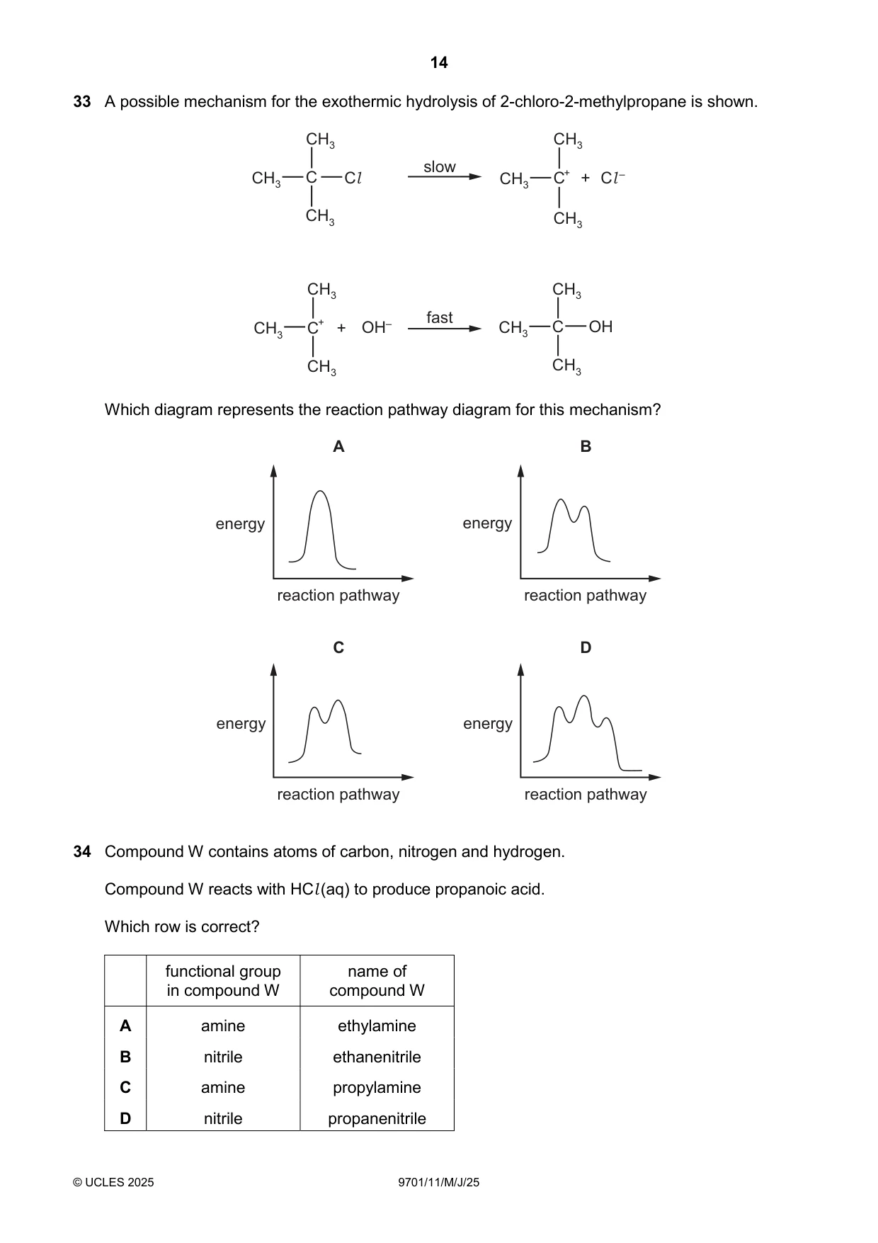 Cambridge A Level Chemistry 9701 2025 May/June Paper 1 · Variant 1 question paper, page 14 of 20