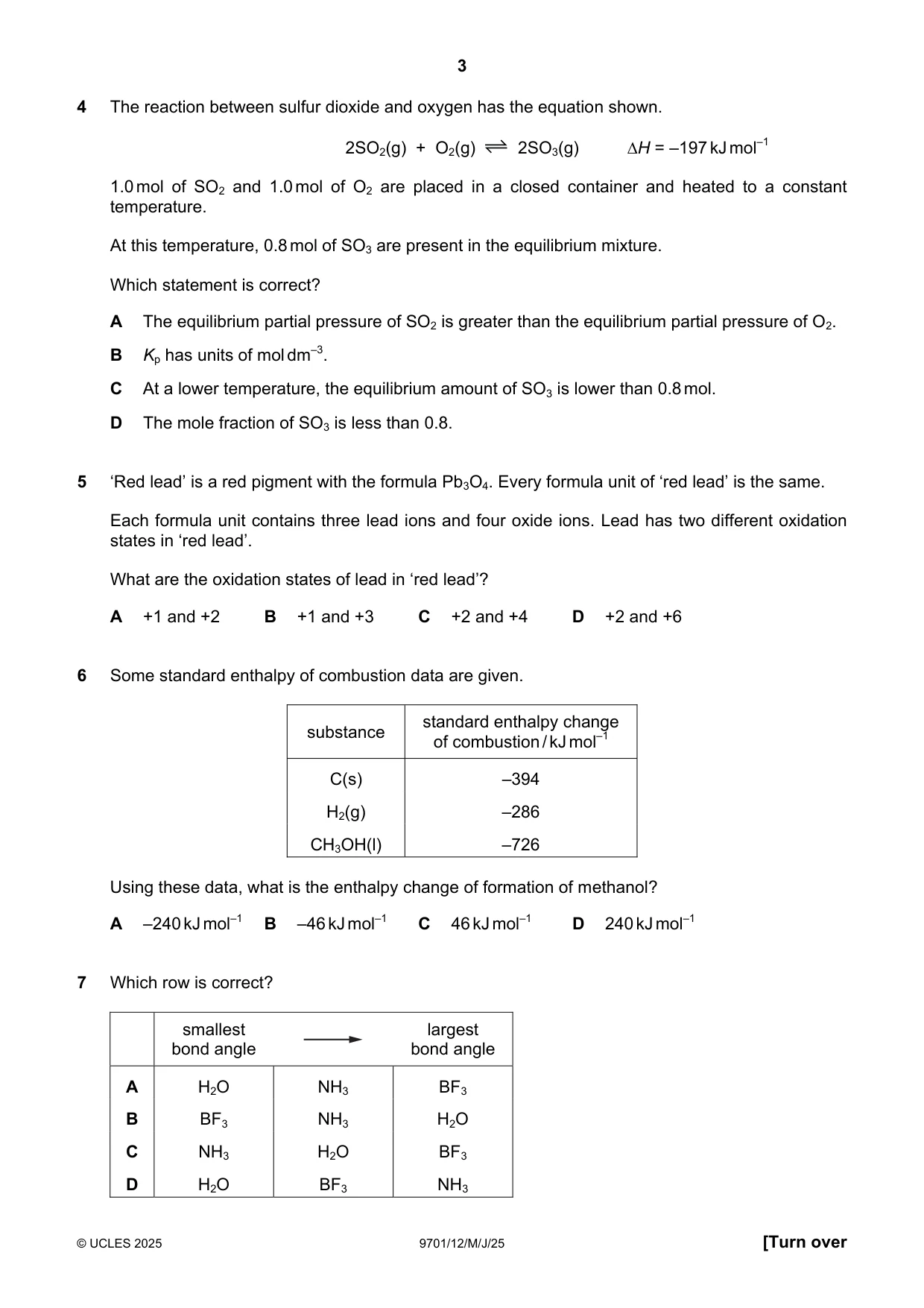 Cambridge A Level Chemistry 9701 2025 May/June Paper 1 · Variant 2 question paper, page 3 of 16