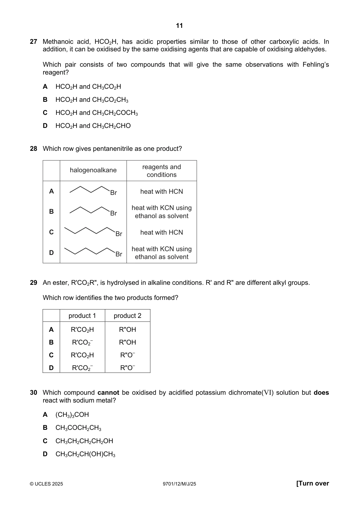 Cambridge A Level Chemistry 9701 2025 May/June Paper 1 · Variant 2 question paper, page 11 of 16