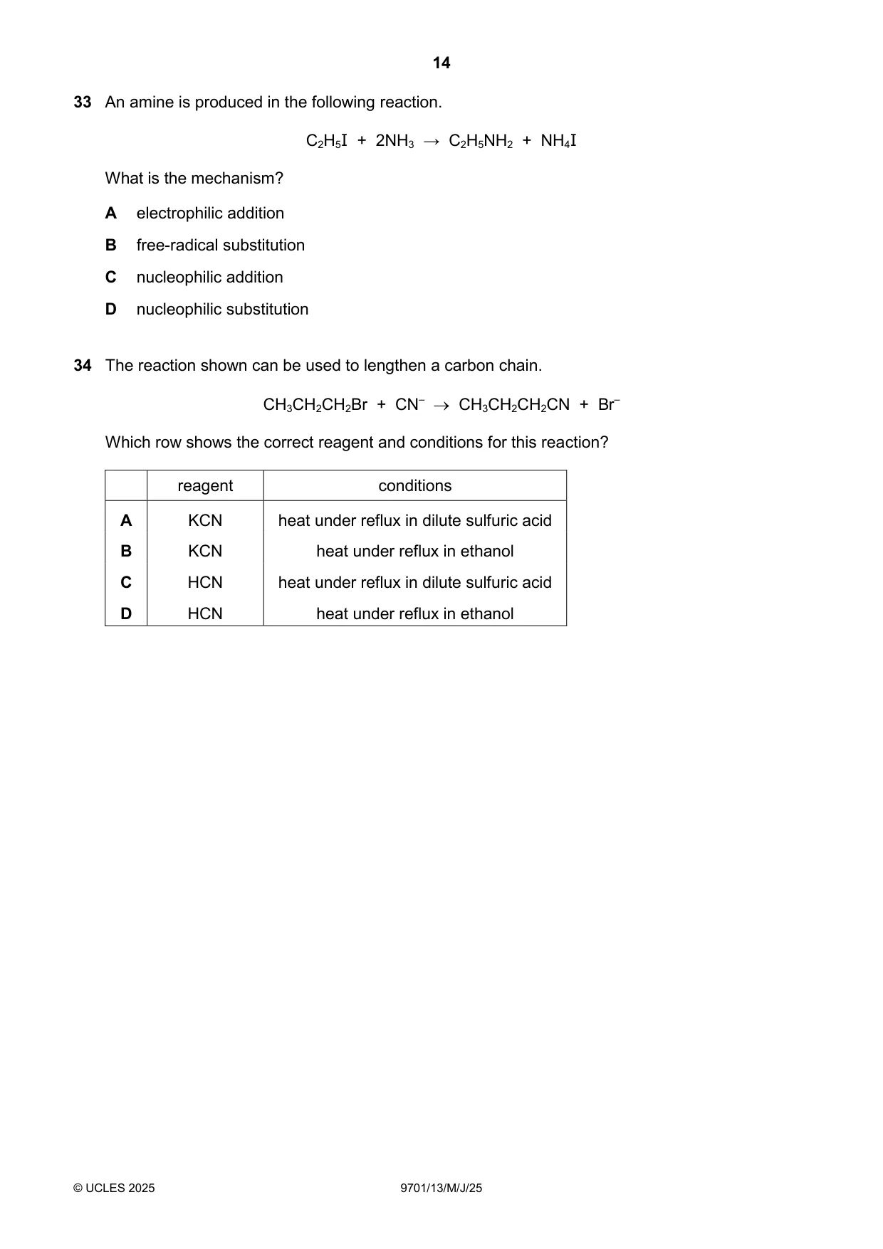 Cambridge A Level Chemistry 9701 2025 May/June Paper 1 · Variant 3 question paper, page 14 of 20