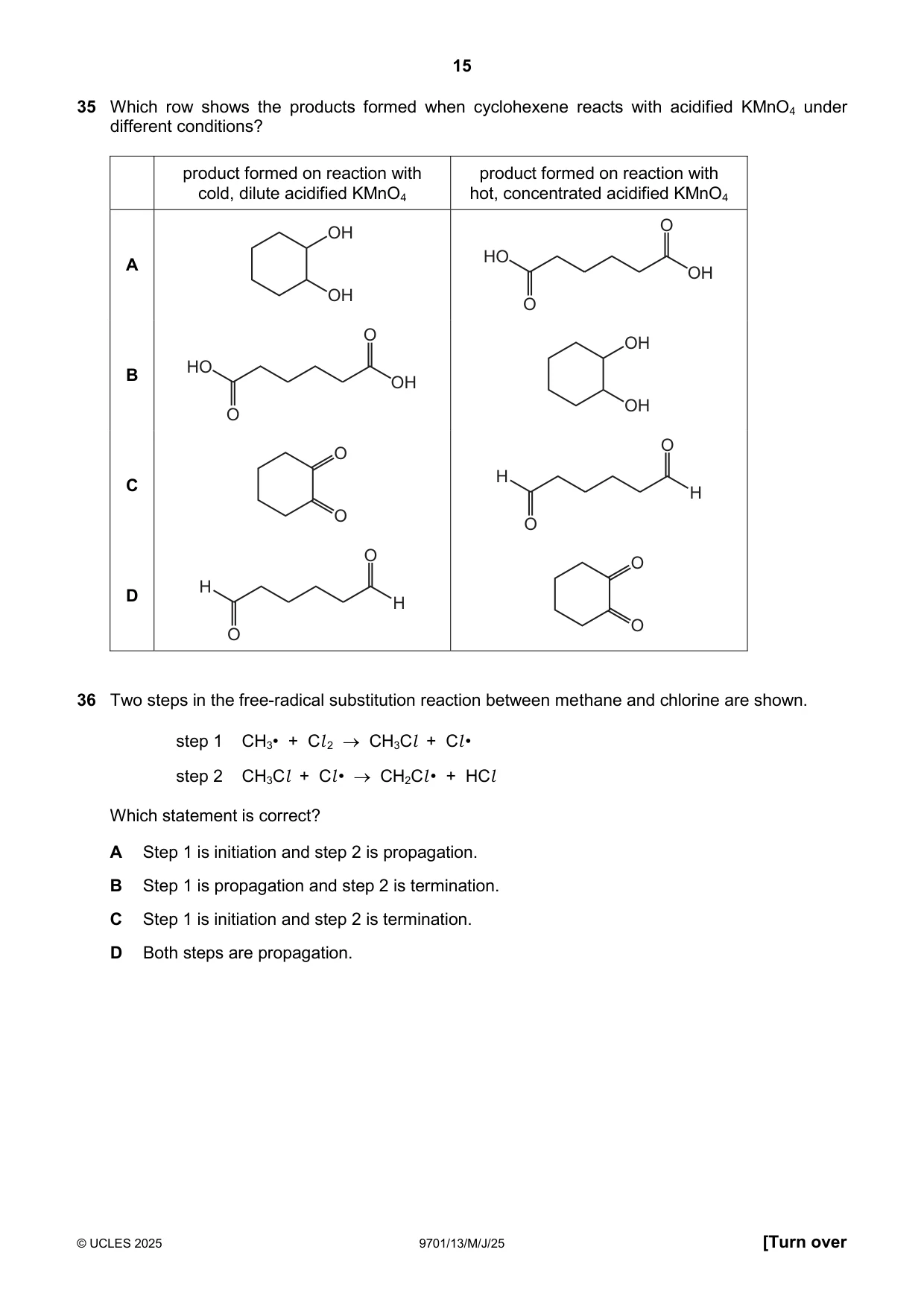 Cambridge A Level Chemistry 9701 2025 May/June Paper 1 · Variant 3 question paper, page 15 of 20