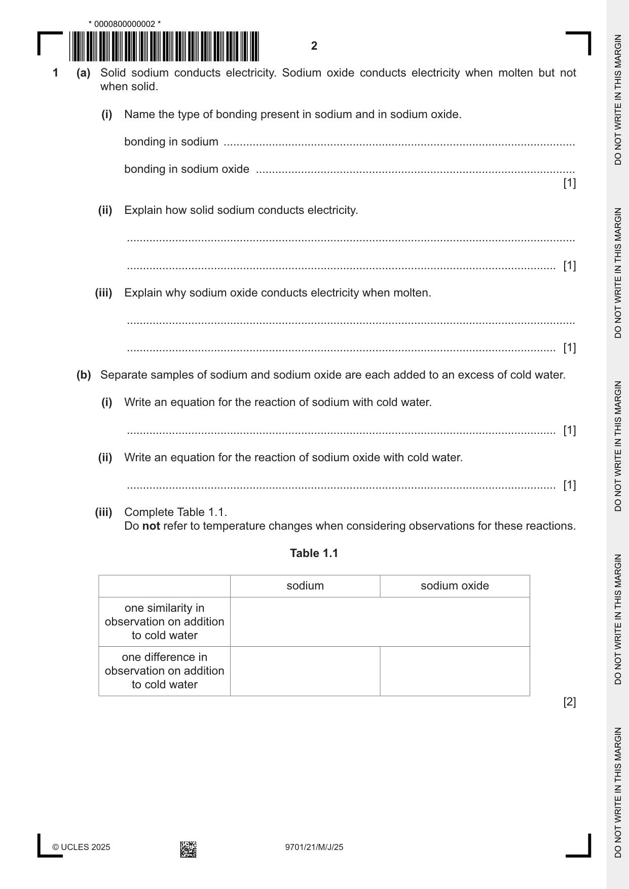 Cambridge A Level Chemistry 9701 2025 May/June Paper 2 · Variant 1 question paper, page 2 of 16