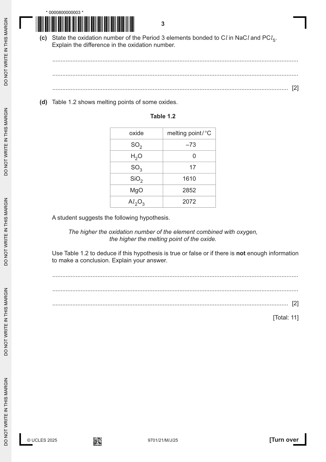 Cambridge A Level Chemistry 9701 2025 May/June Paper 2 · Variant 1 question paper, page 3 of 16