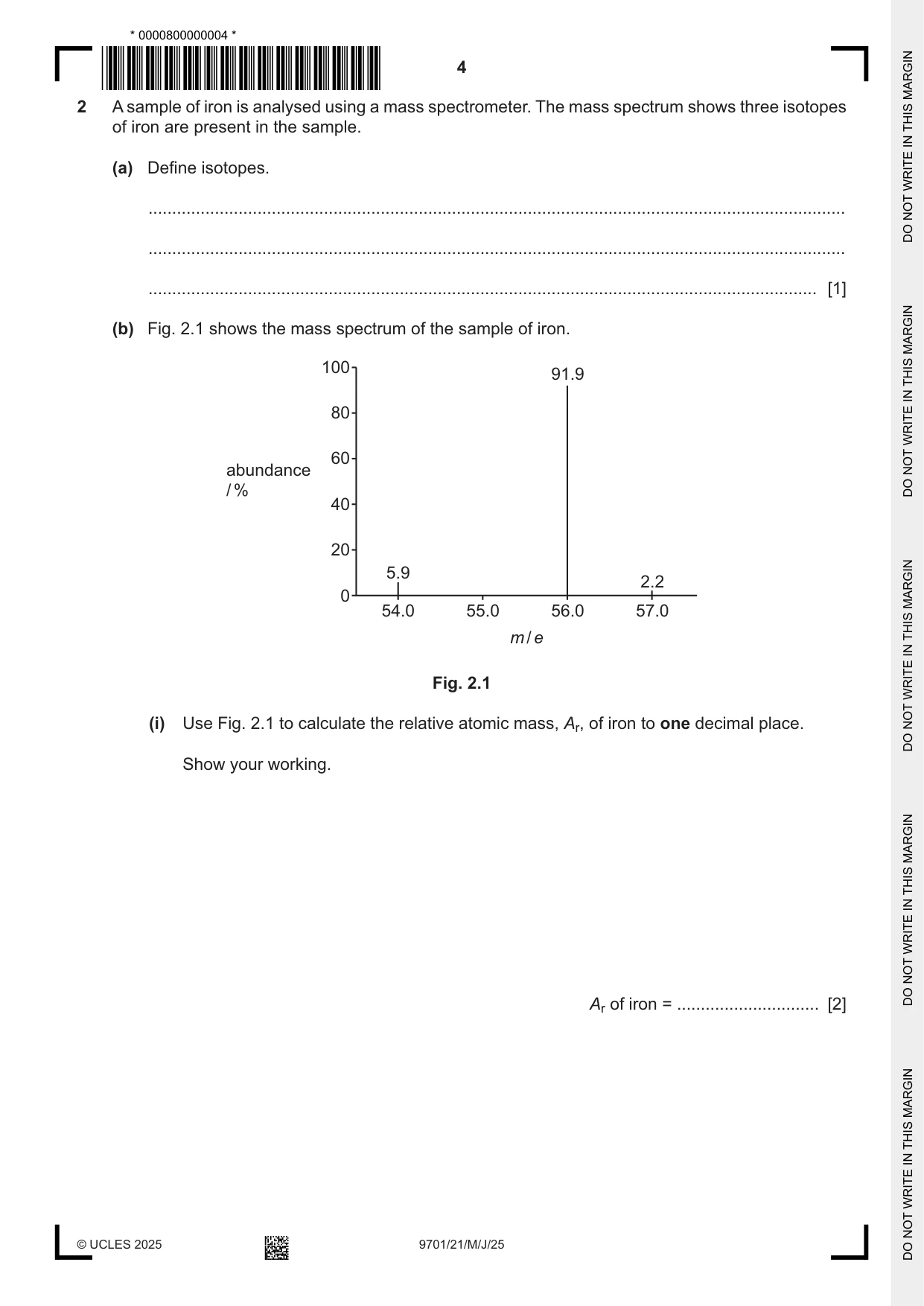 Cambridge A Level Chemistry 9701 2025 May/June Paper 2 · Variant 1 question paper, page 4 of 16