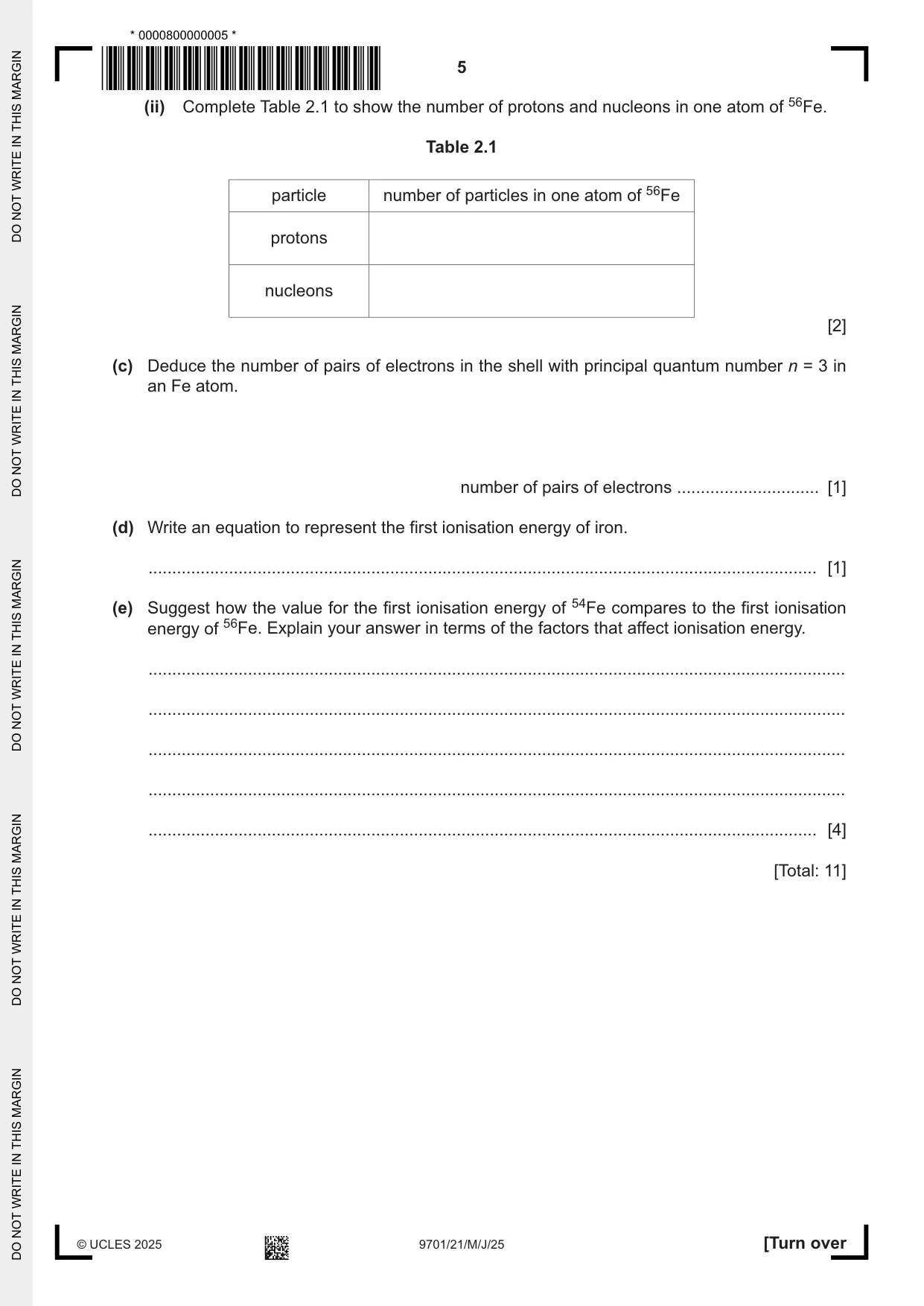 Cambridge A Level Chemistry 9701 2025 May/June Paper 2 · Variant 1 question paper, page 5 of 16