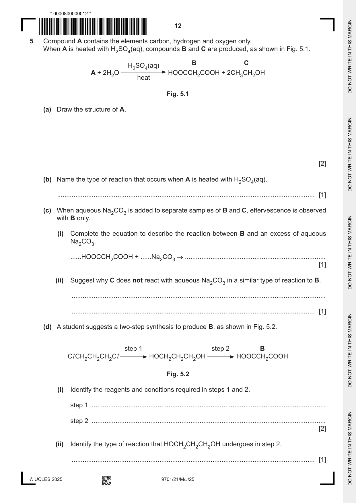 Cambridge A Level Chemistry 9701 2025 May/June Paper 2 · Variant 1 question paper, page 12 of 16