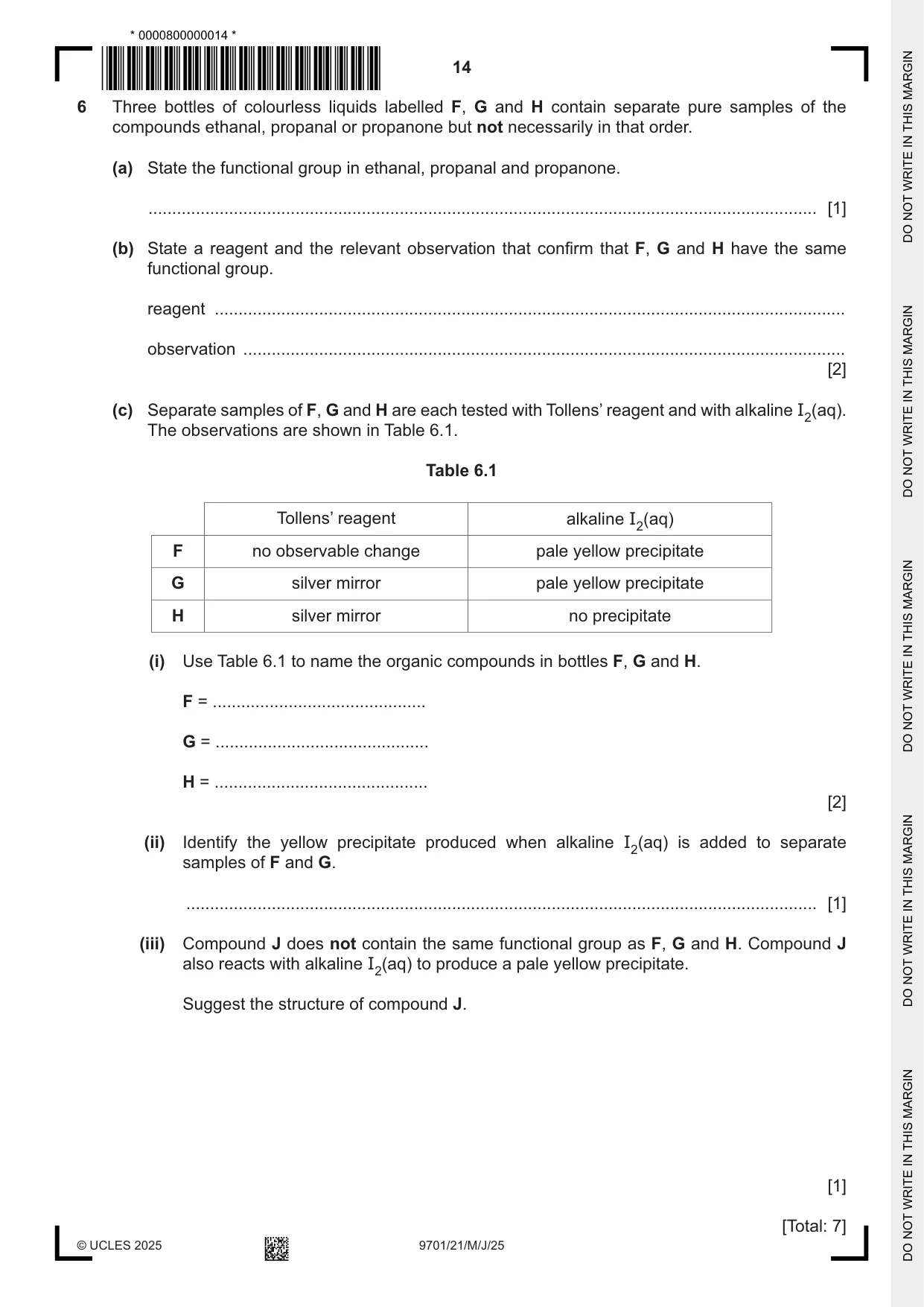 Cambridge A Level Chemistry 9701 2025 May/June Paper 2 · Variant 1 question paper, page 14 of 16