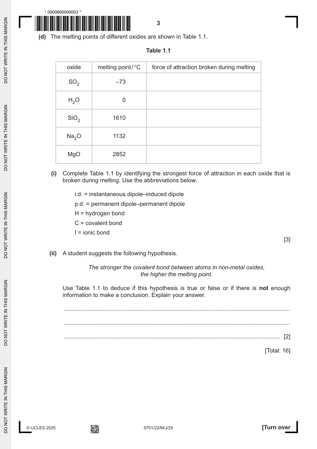 Cambridge A Level Chemistry 9701 2025 May/June Paper 2 · Variant 2 question paper, page 3 of 16