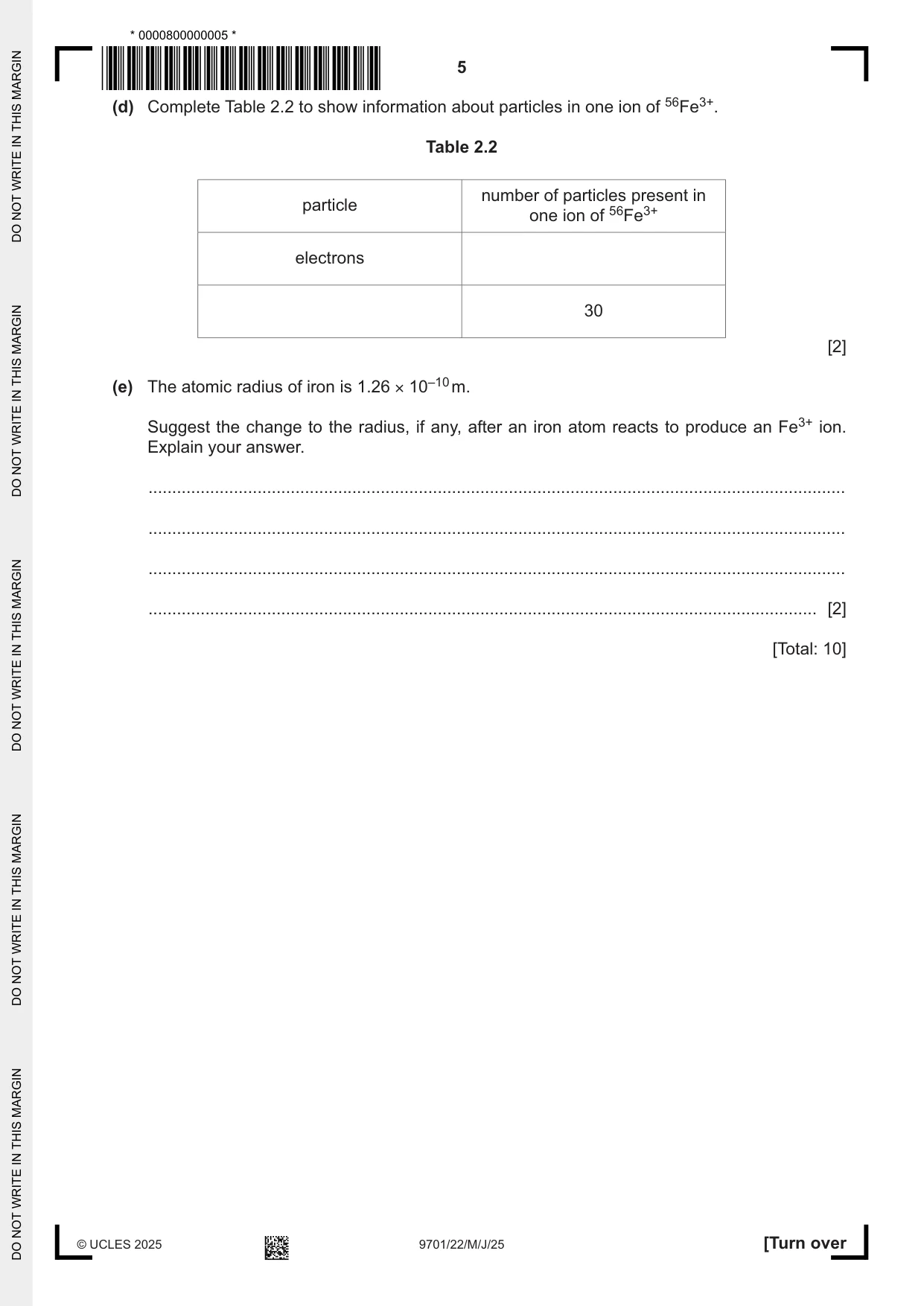 Cambridge A Level Chemistry 9701 2025 May/June Paper 2 · Variant 2 question paper, page 5 of 16