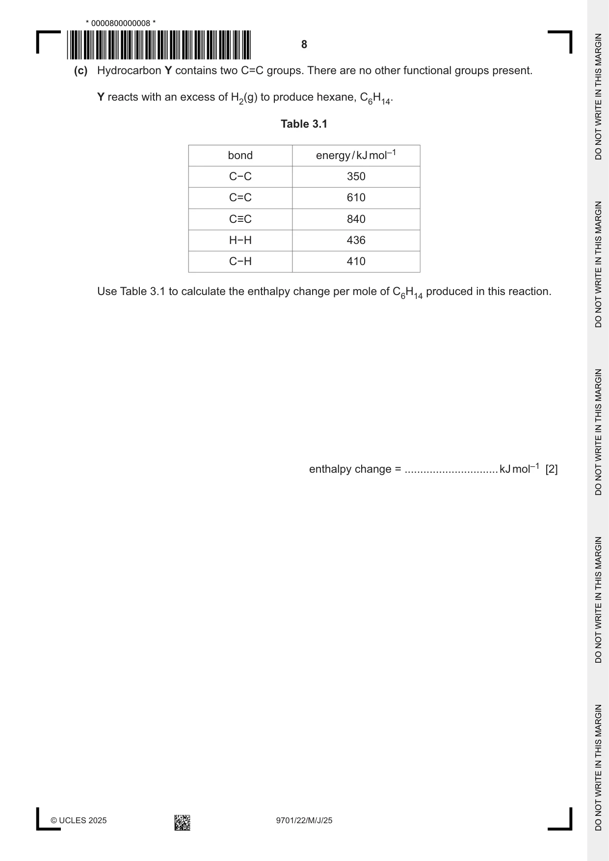 Cambridge A Level Chemistry 9701 2025 May/June Paper 2 · Variant 2 question paper, page 8 of 16