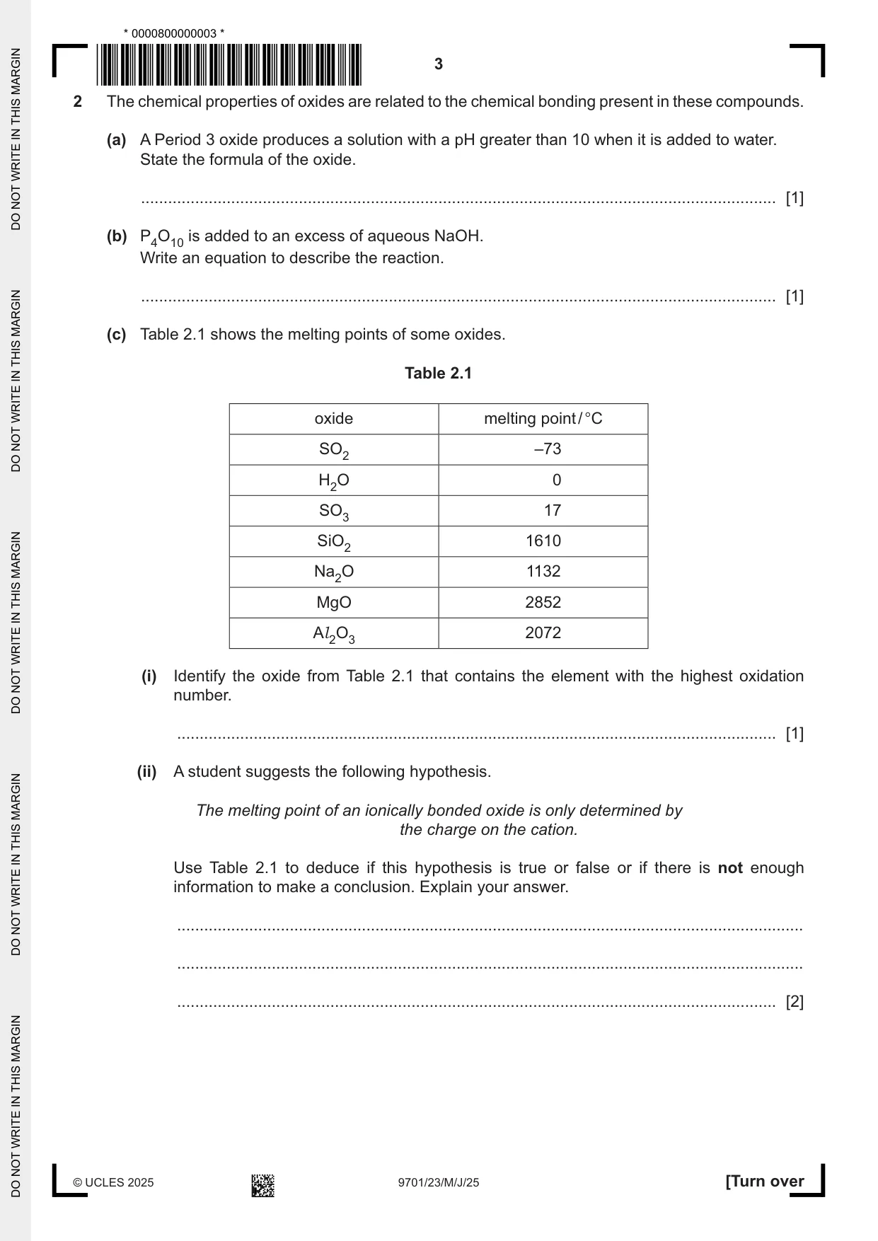 Cambridge A Level Chemistry 9701 2025 May/June Paper 2 · Variant 3 question paper, page 3 of 16