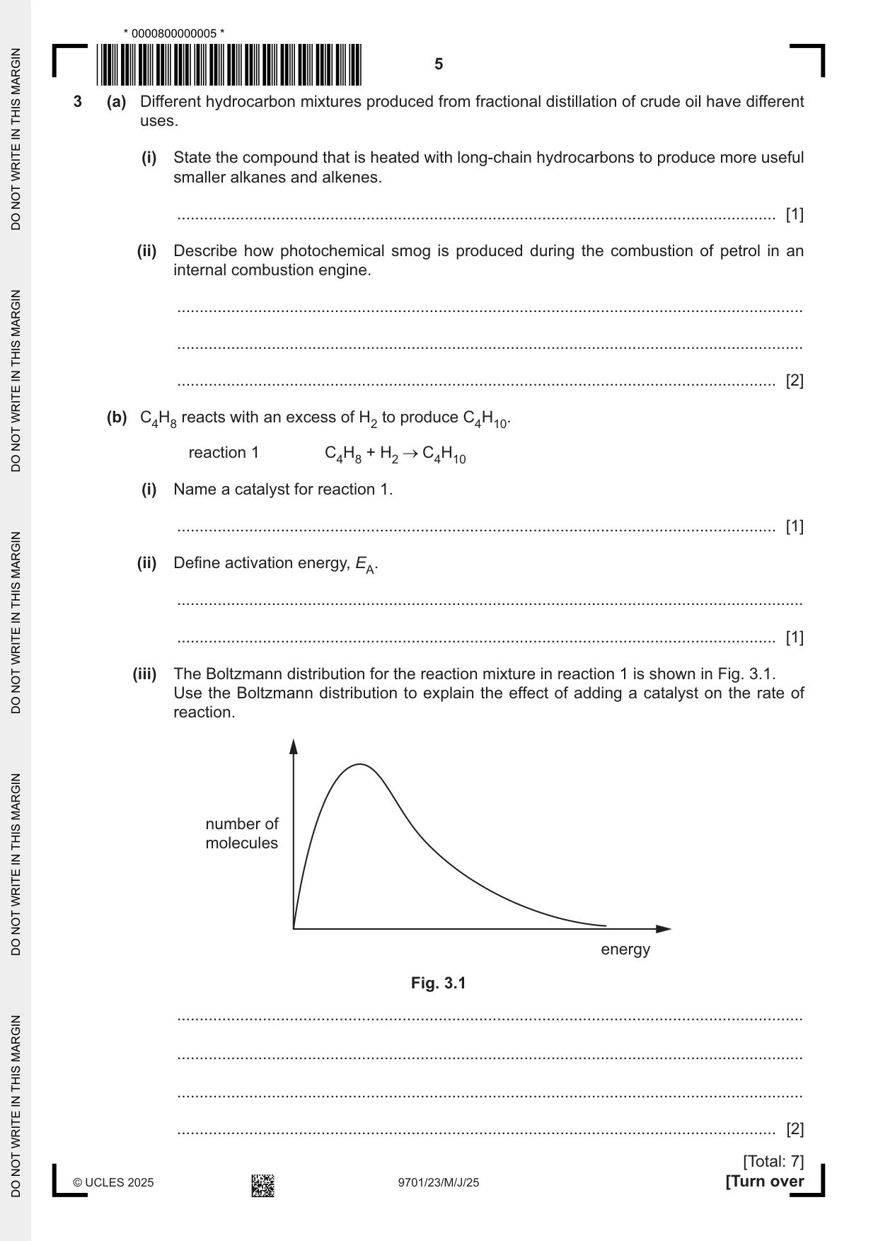 Cambridge A Level Chemistry 9701 2025 May/June Paper 2 · Variant 3 question paper, page 5 of 16