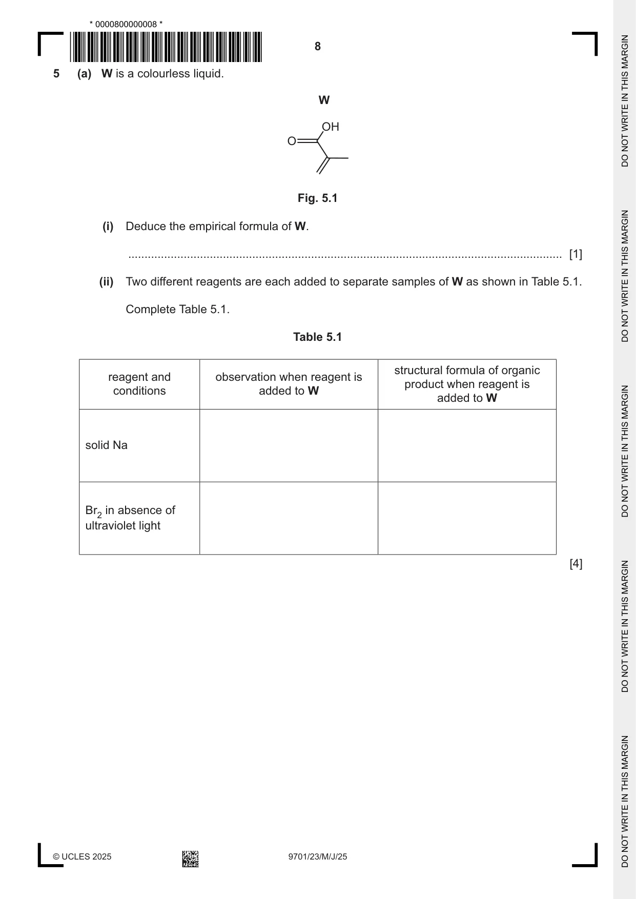 Cambridge A Level Chemistry 9701 2025 May/June Paper 2 · Variant 3 question paper, page 8 of 16