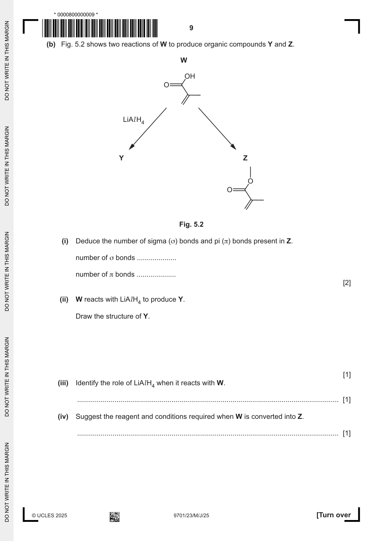 Cambridge A Level Chemistry 9701 2025 May/June Paper 2 · Variant 3 question paper, page 9 of 16