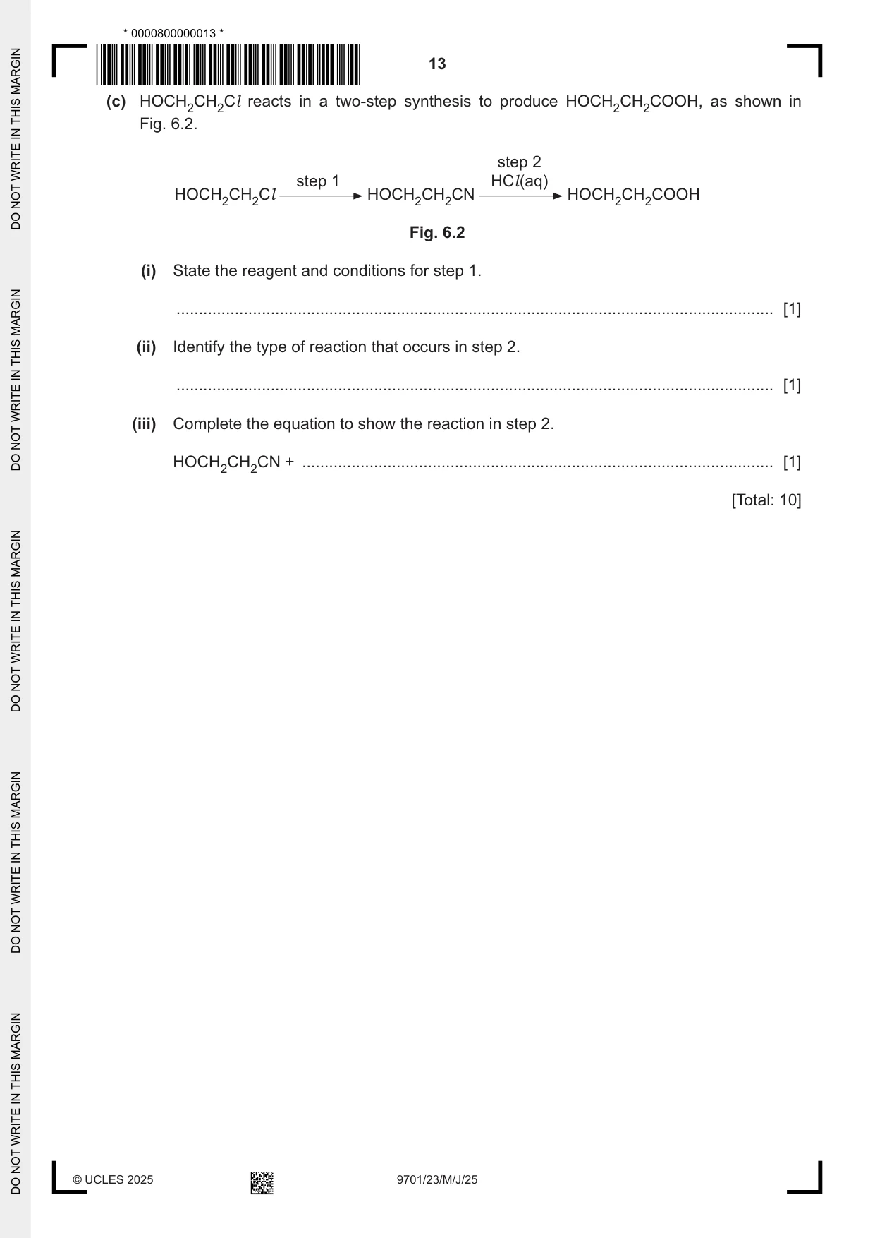 Cambridge A Level Chemistry 9701 2025 May/June Paper 2 · Variant 3 question paper, page 13 of 16