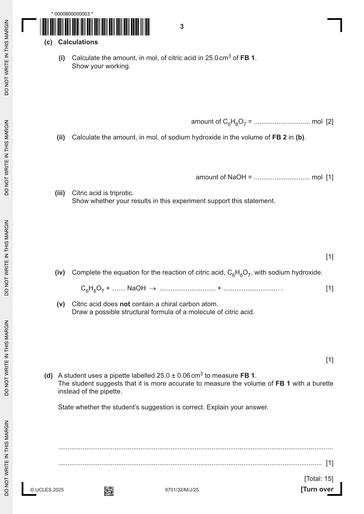 Cambridge A Level Chemistry 9701 2025 May/June Paper 3 · Variant 2 question paper, page 3 of 12