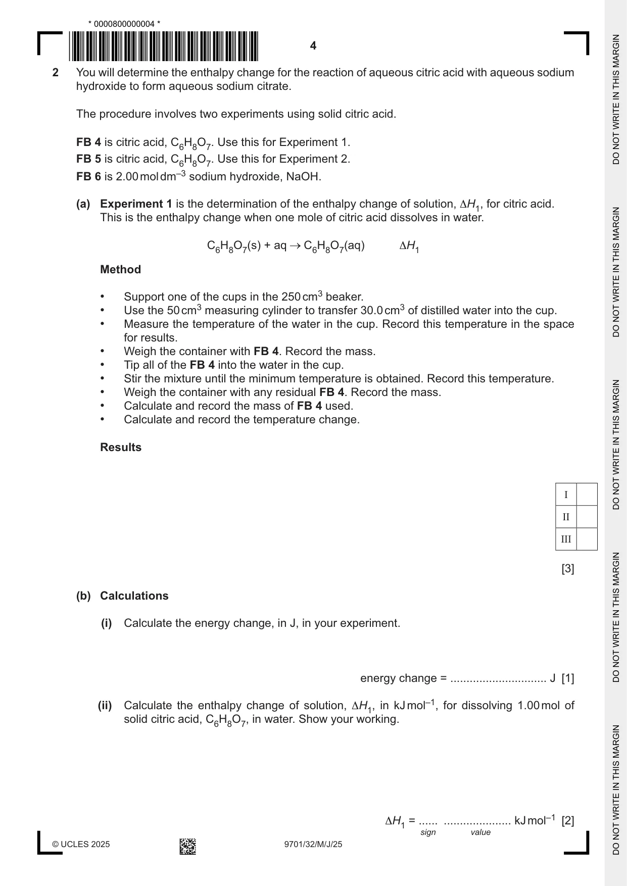 Cambridge A Level Chemistry 9701 2025 May/June Paper 3 · Variant 2 question paper, page 4 of 12