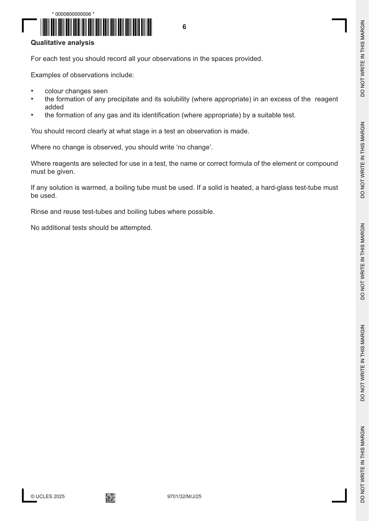 Cambridge A Level Chemistry 9701 2025 May/June Paper 3 · Variant 2 question paper, page 6 of 12