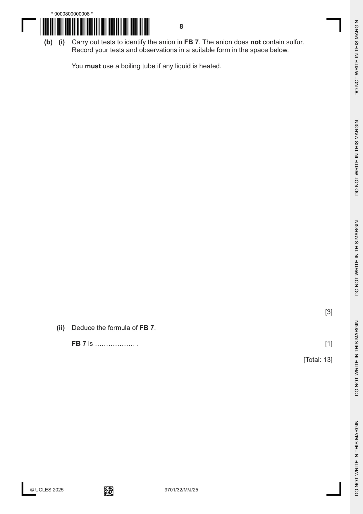 Cambridge A Level Chemistry 9701 2025 May/June Paper 3 · Variant 2 question paper, page 8 of 12