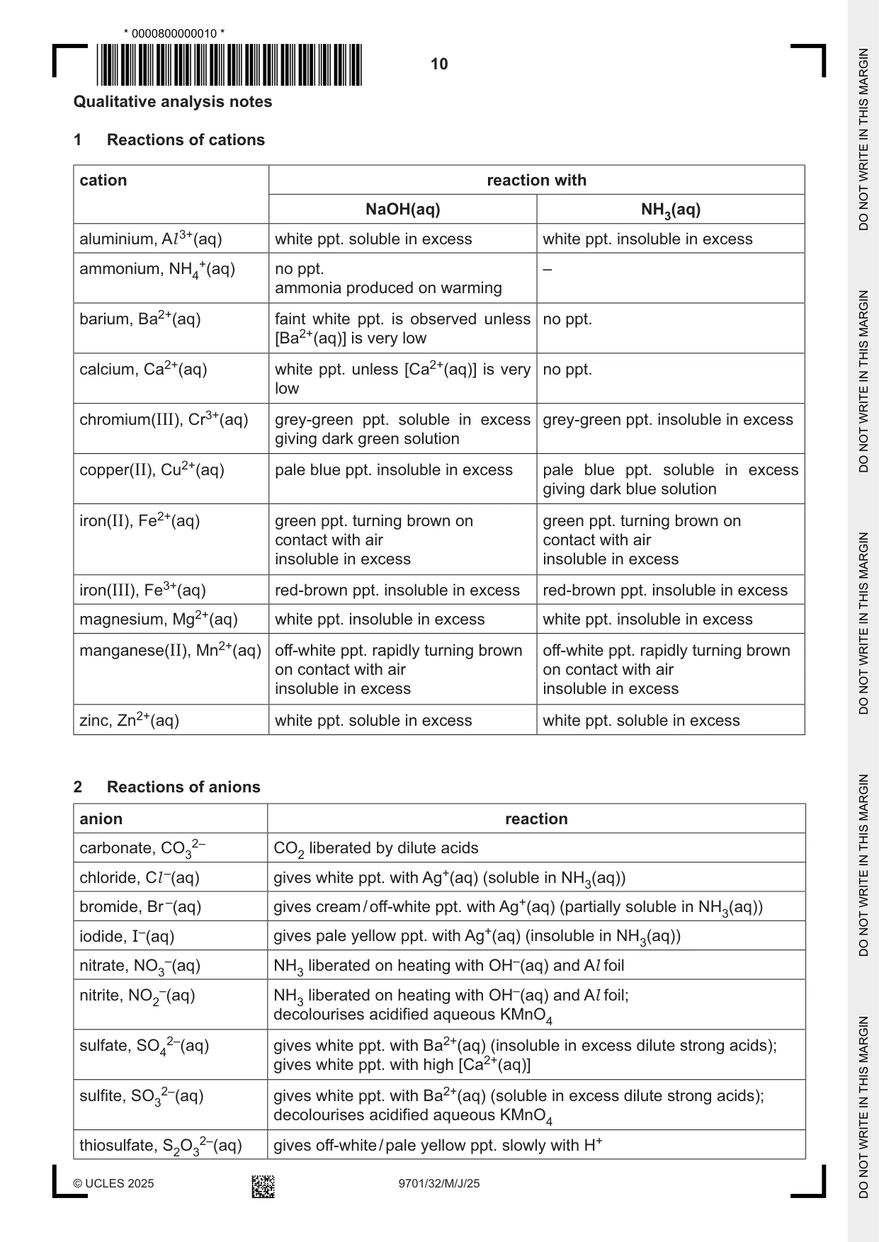 Cambridge A Level Chemistry 9701 2025 May/June Paper 3 · Variant 2 question paper, page 10 of 12