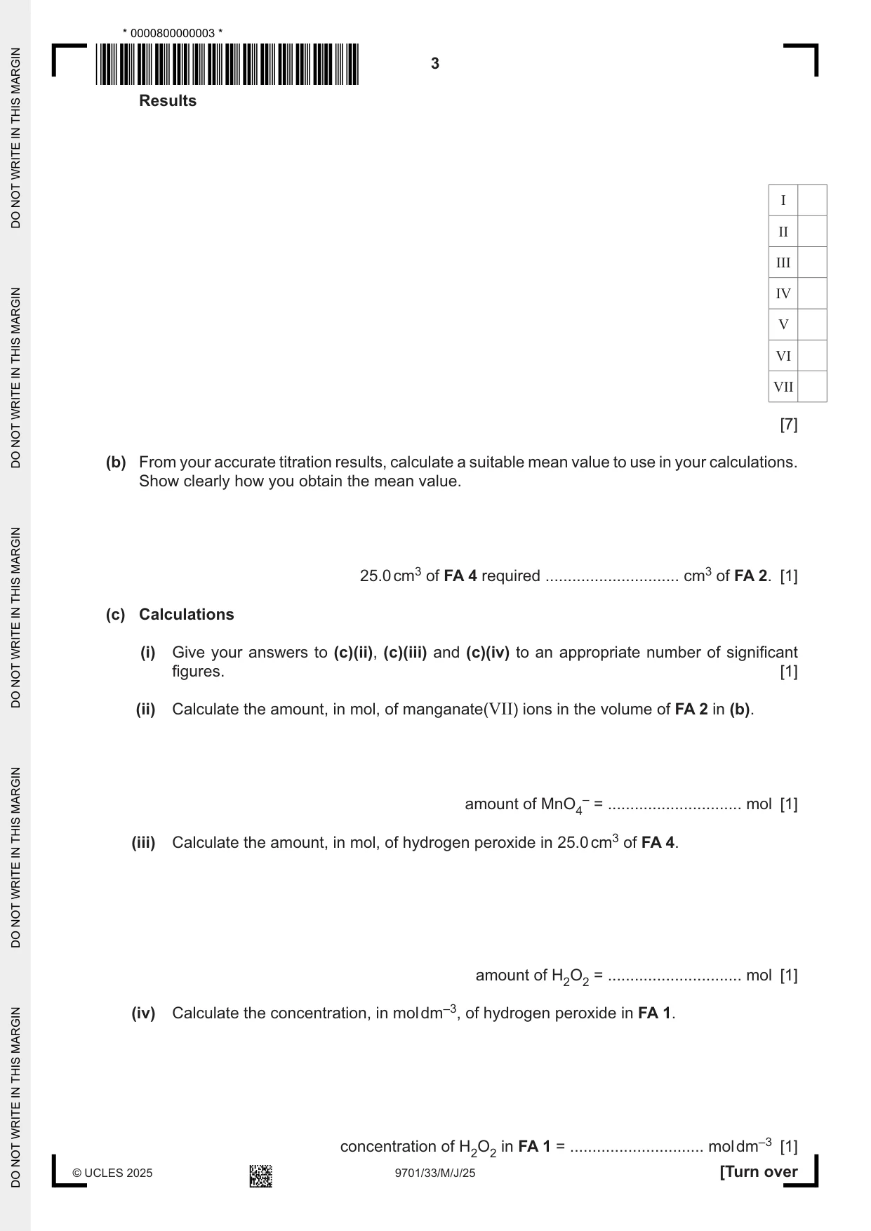 Cambridge A Level Chemistry 9701 2025 May/June Paper 3 · Variant 3 question paper, page 3 of 16