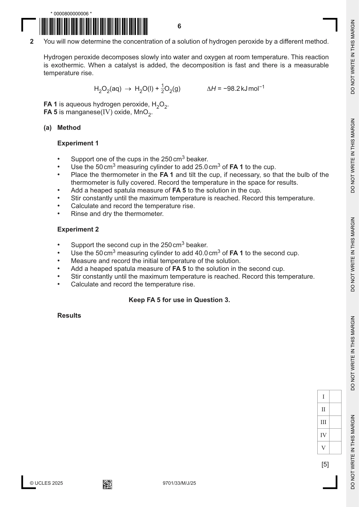 Cambridge A Level Chemistry 9701 2025 May/June Paper 3 · Variant 3 question paper, page 6 of 16