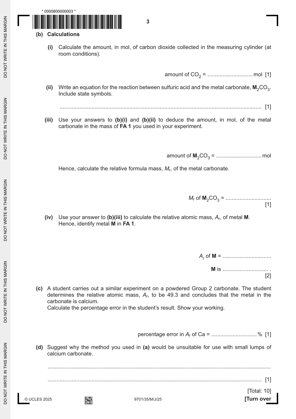 Cambridge A Level Chemistry 9701 2025 May/June Paper 3 · Variant 5 question paper, page 3 of 12