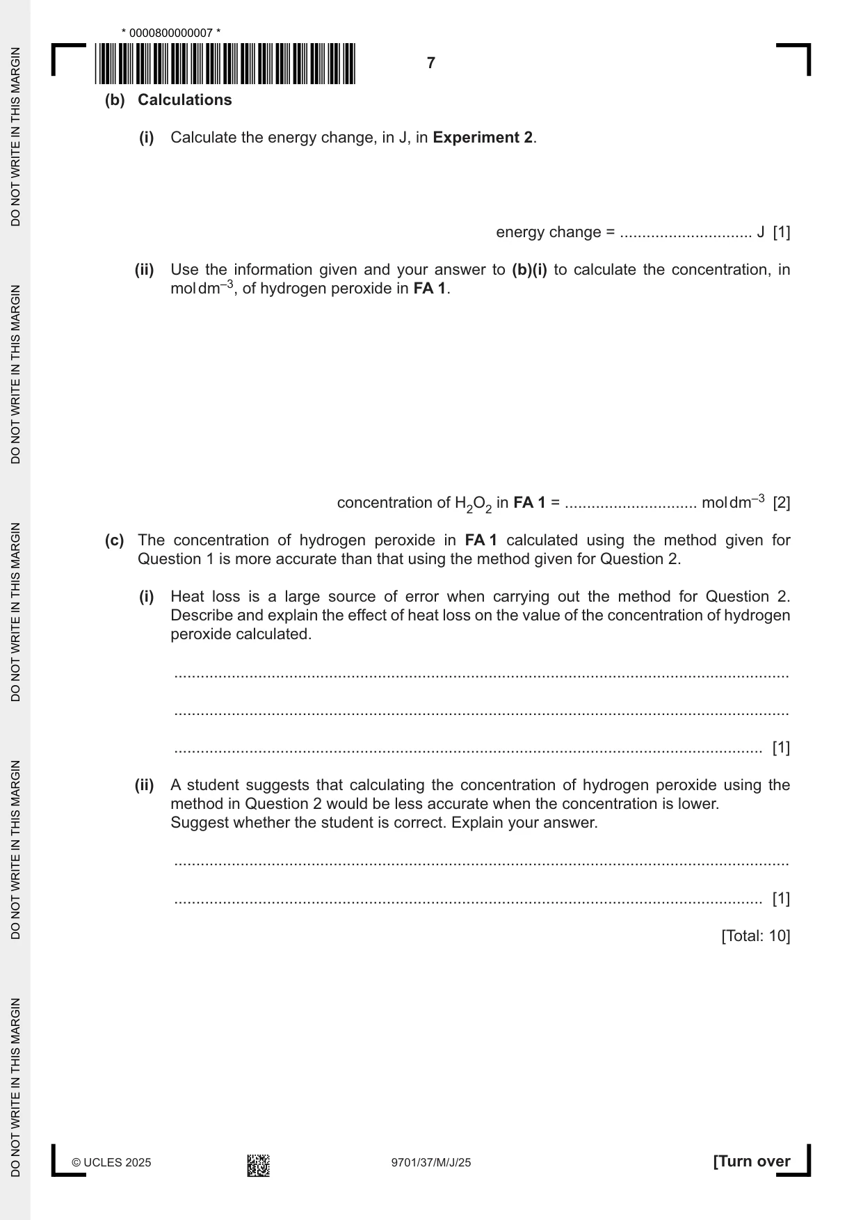 Cambridge A Level Chemistry 9701 2025 May/June Paper 3 · Variant 7 question paper, page 7 of 16