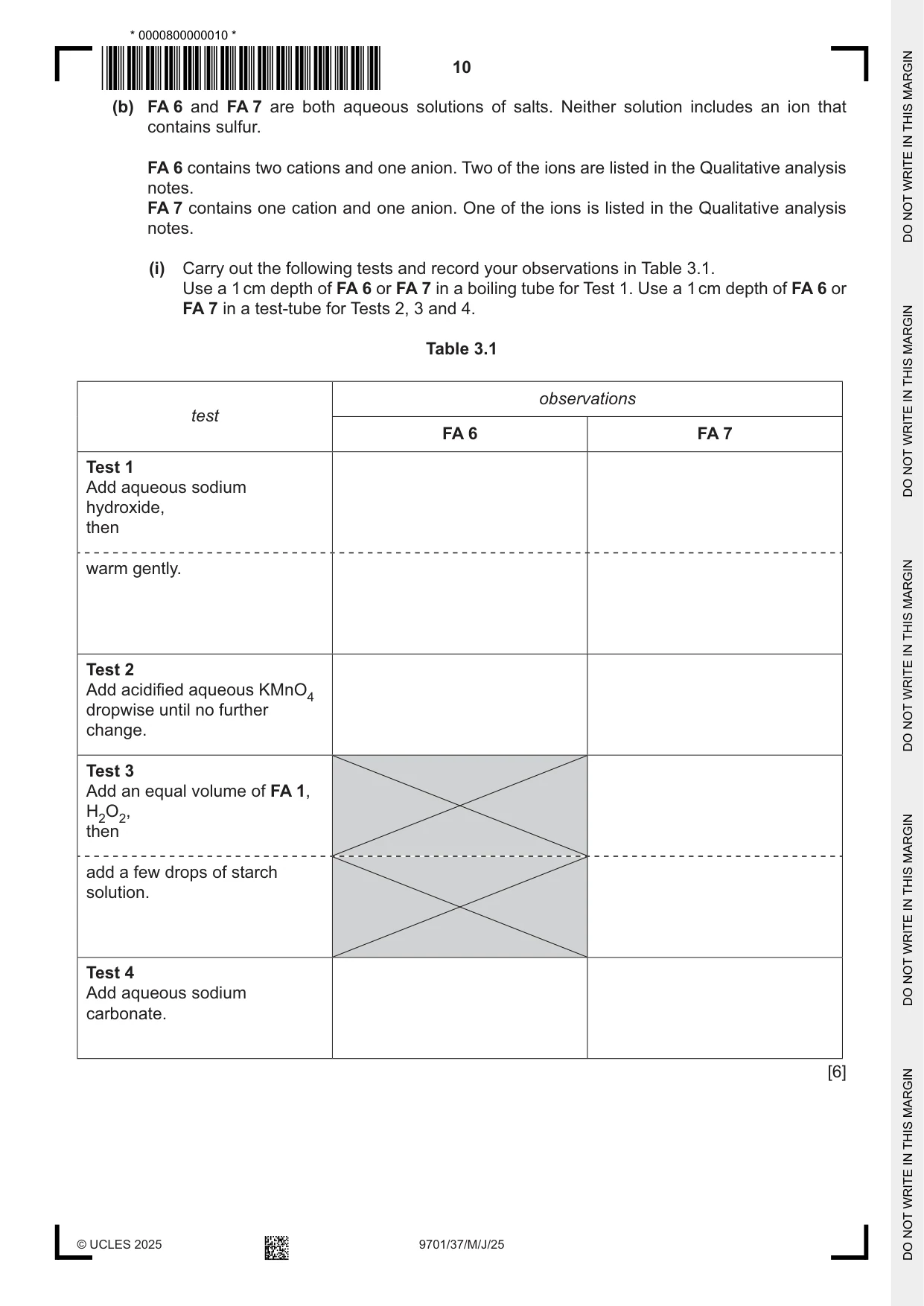 Cambridge A Level Chemistry 9701 2025 May/June Paper 3 · Variant 7 question paper, page 10 of 16