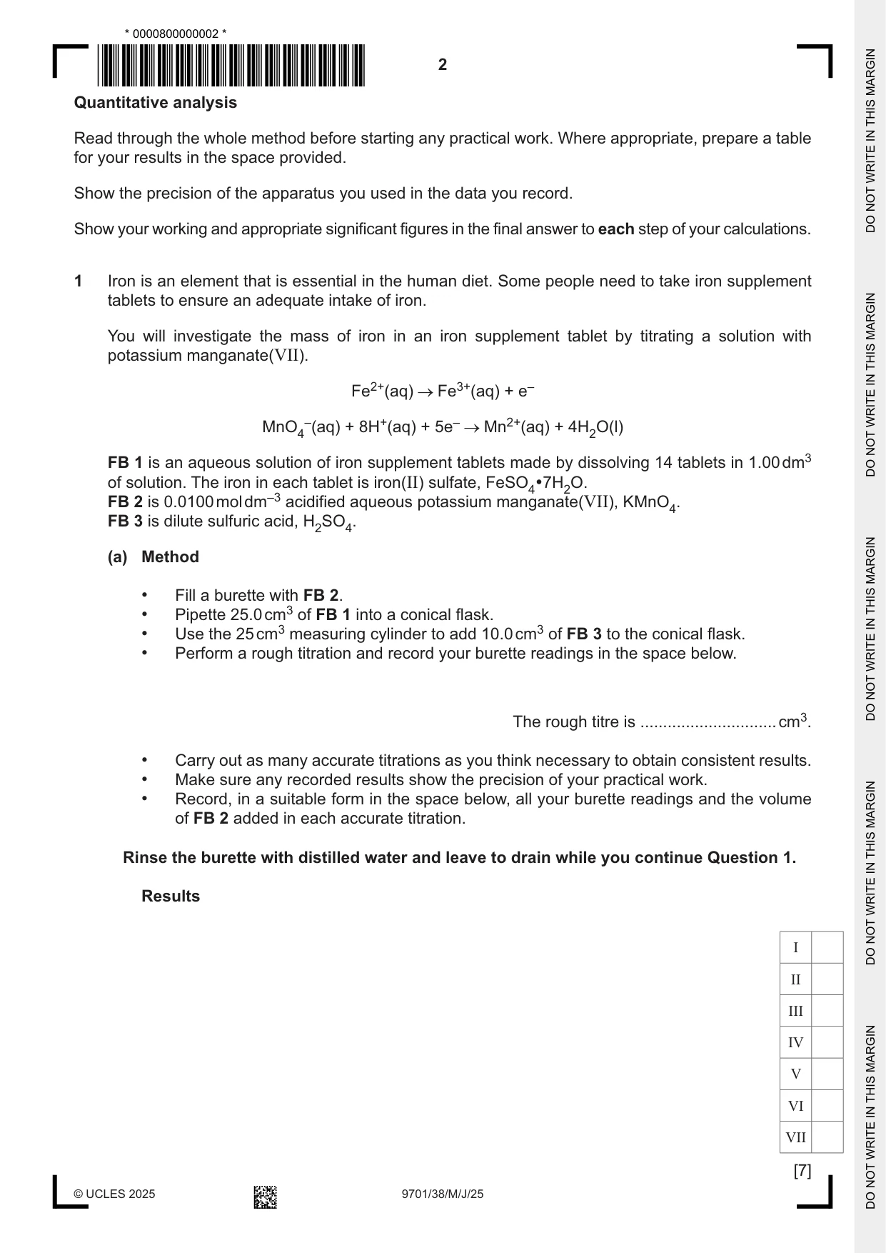 Cambridge A Level Chemistry 9701 2025 May/June Paper 3 · Variant 8 question paper, page 2 of 12