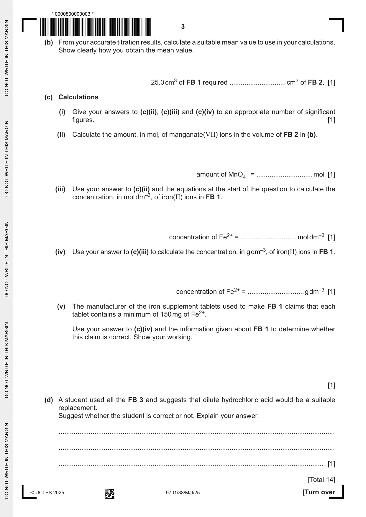 Cambridge A Level Chemistry 9701 2025 May/June Paper 3 · Variant 8 question paper, page 3 of 12