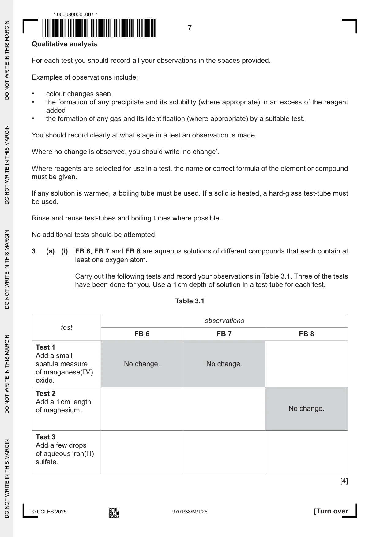 Cambridge A Level Chemistry 9701 2025 May/June Paper 3 · Variant 8 question paper, page 7 of 12