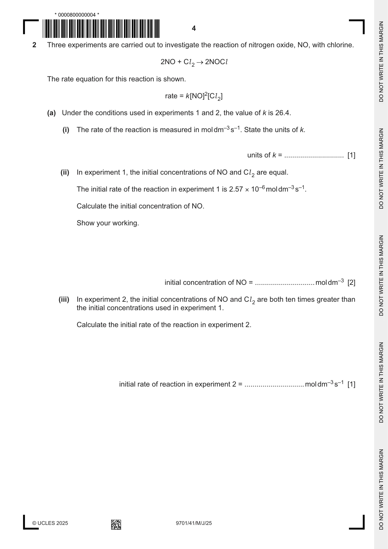 Cambridge A Level Chemistry 9701 2025 May/June Paper 4 · Variant 1 question paper, page 4 of 24