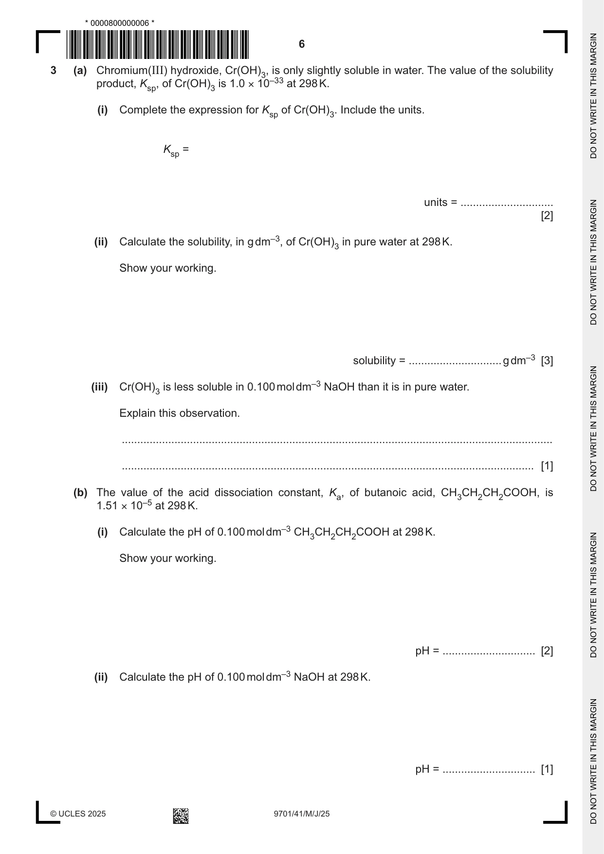 Cambridge A Level Chemistry 9701 2025 May/June Paper 4 · Variant 1 question paper, page 6 of 24