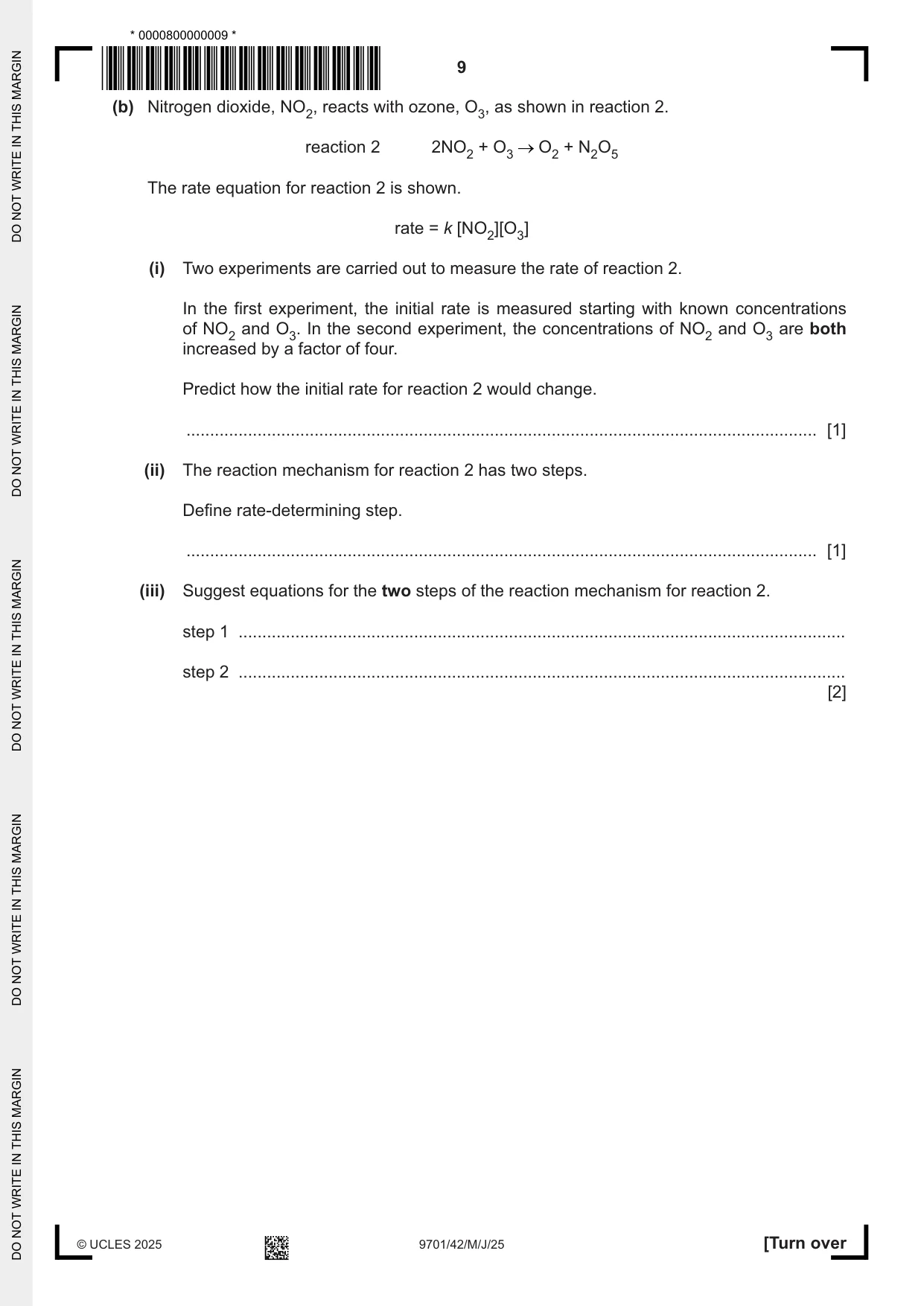 Cambridge A Level Chemistry 9701 2025 May/June Paper 4 · Variant 2 question paper, page 9 of 24