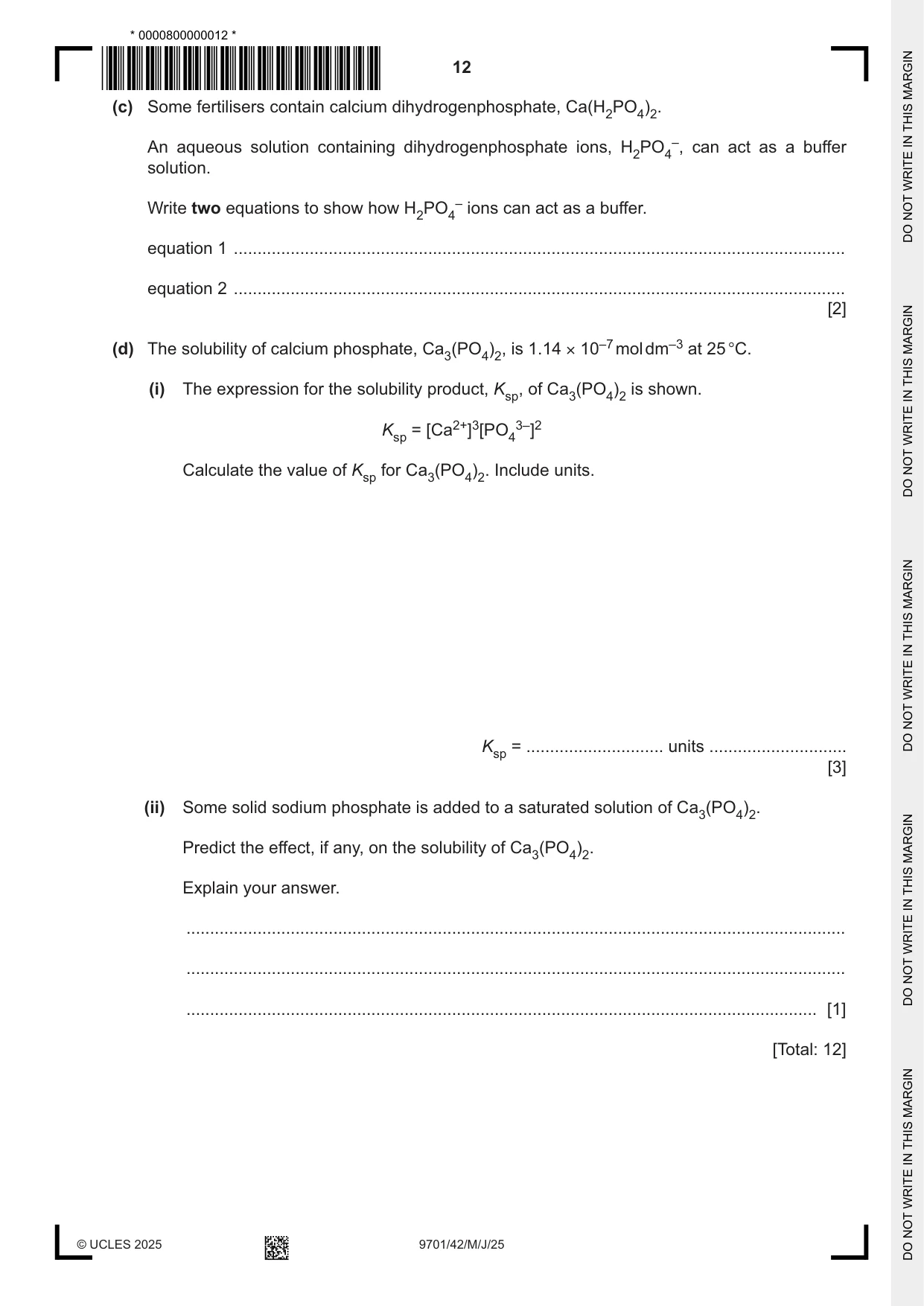 Cambridge A Level Chemistry 9701 2025 May/June Paper 4 · Variant 2 question paper, page 12 of 24
