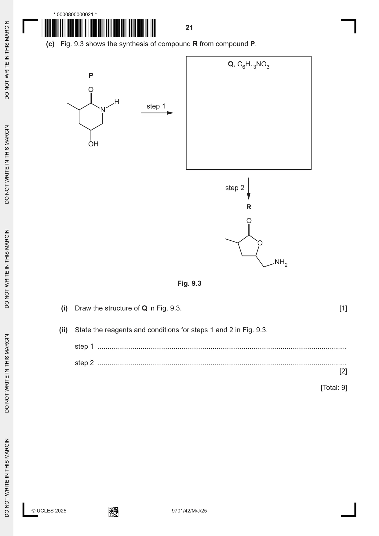 Cambridge A Level Chemistry 9701 2025 May/June Paper 4 · Variant 2 question paper, page 21 of 24