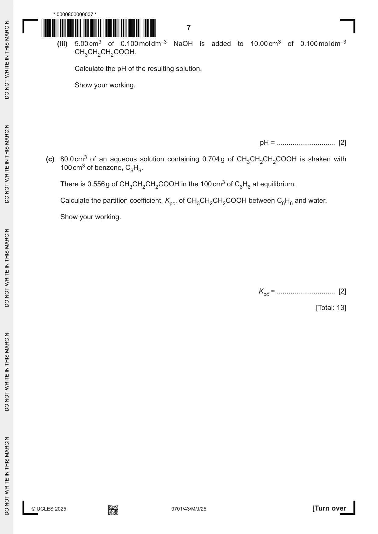 Cambridge A Level Chemistry 9701 2025 May/June Paper 4 · Variant 3 question paper, page 7 of 24