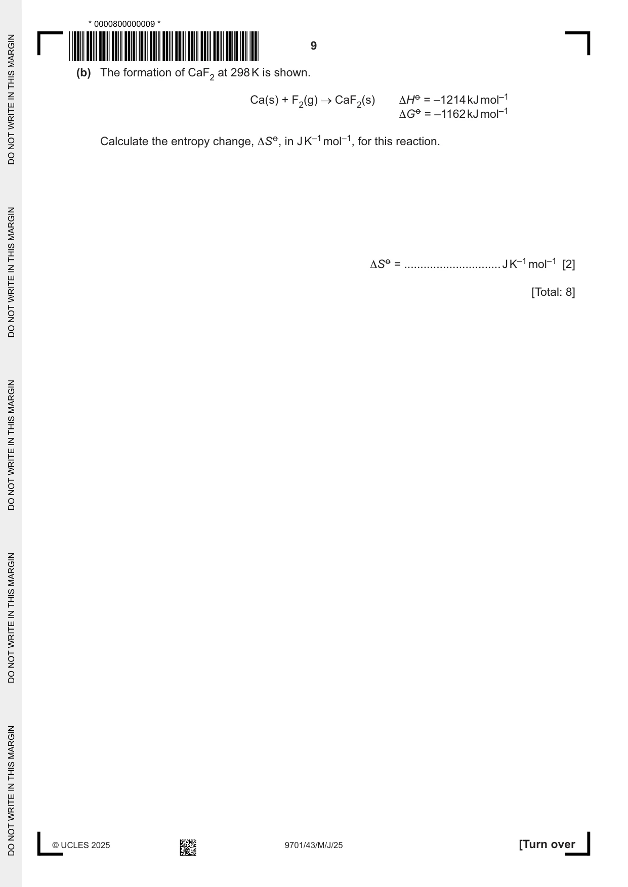 Cambridge A Level Chemistry 9701 2025 May/June Paper 4 · Variant 3 question paper, page 9 of 24