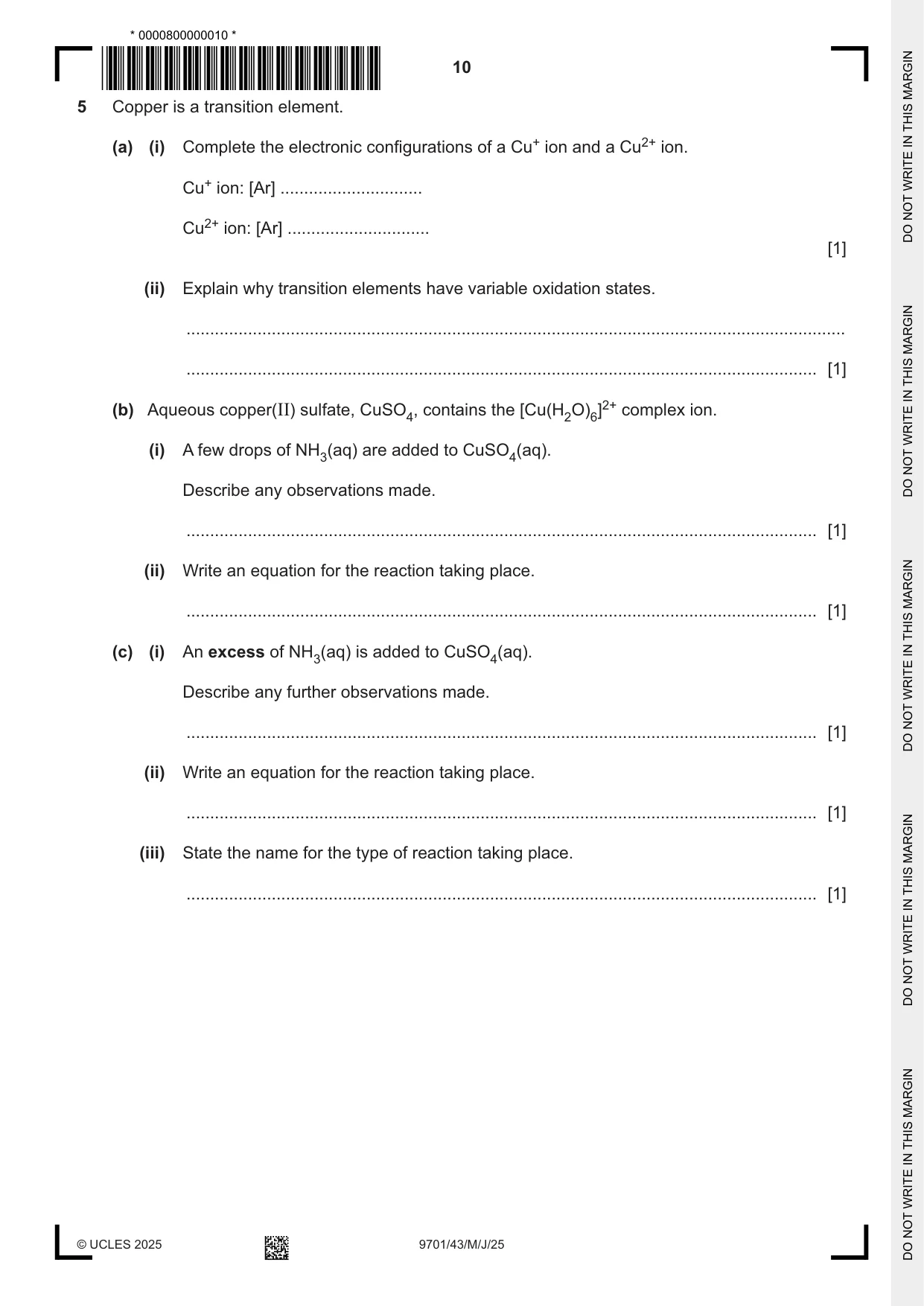 Cambridge A Level Chemistry 9701 2025 May/June Paper 4 · Variant 3 question paper, page 10 of 24