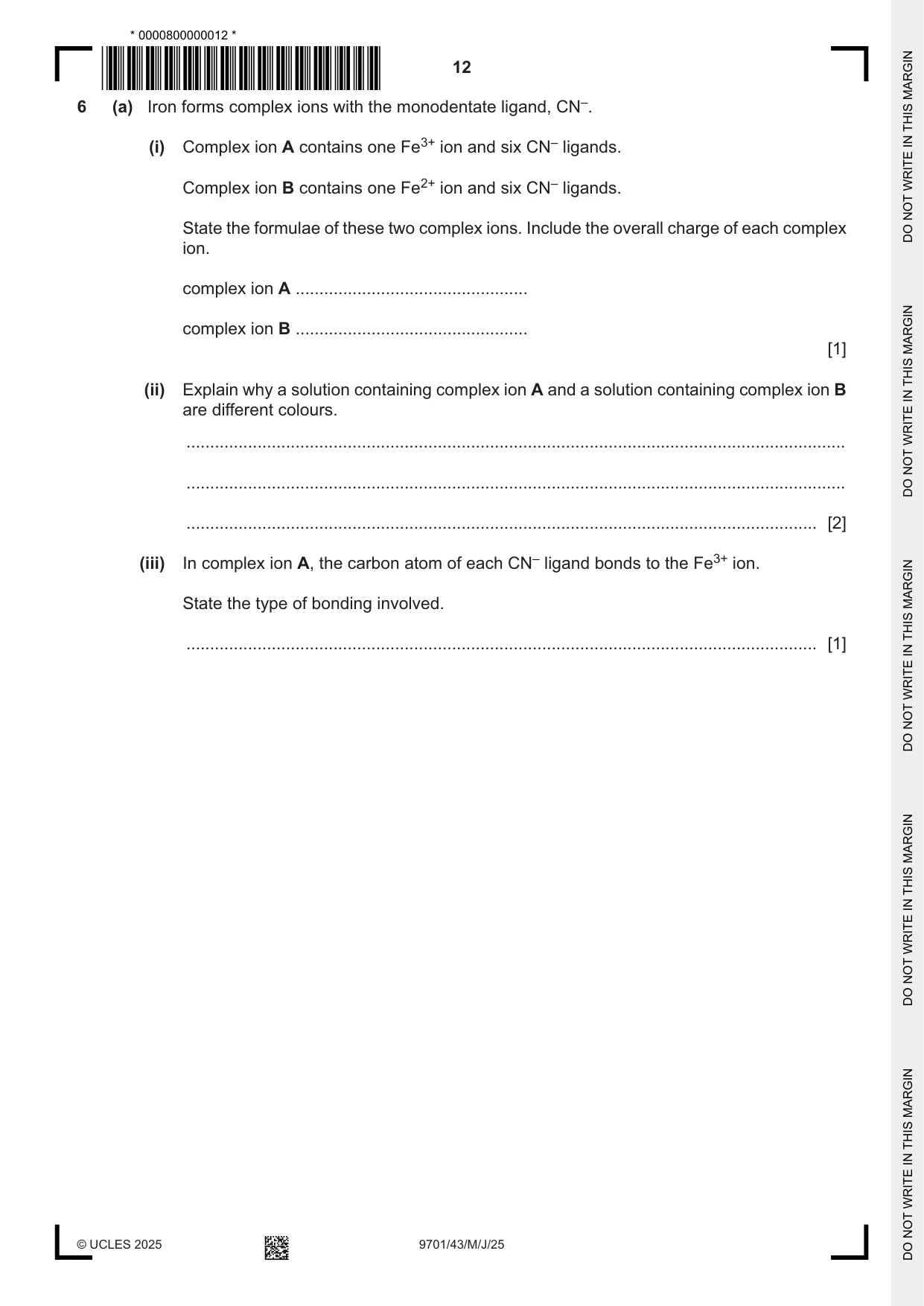 Cambridge A Level Chemistry 9701 2025 May/June Paper 4 · Variant 3 question paper, page 12 of 24