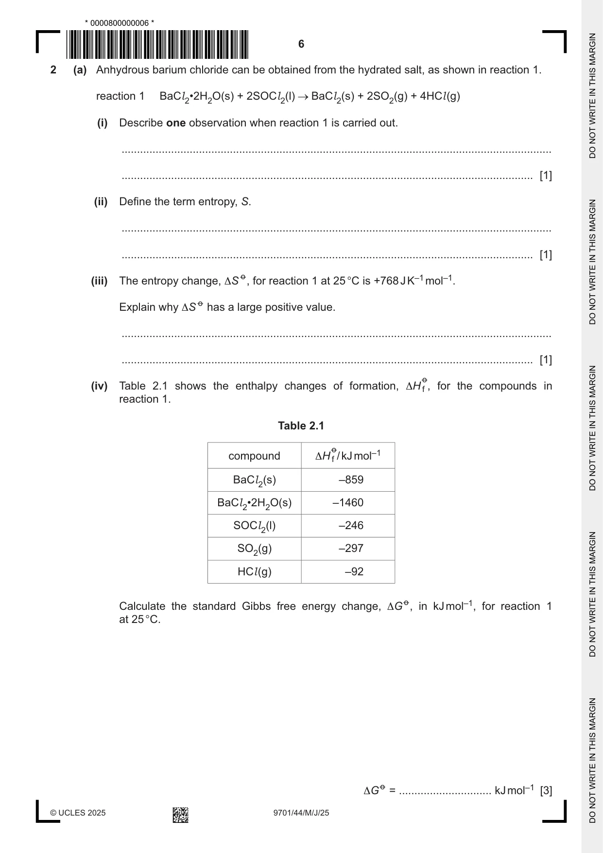 Cambridge A Level Chemistry 9701 2025 May/June Paper 4 · Variant 4 question paper, page 6 of 24