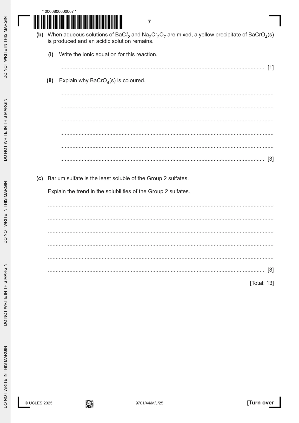 Cambridge A Level Chemistry 9701 2025 May/June Paper 4 · Variant 4 question paper, page 7 of 24